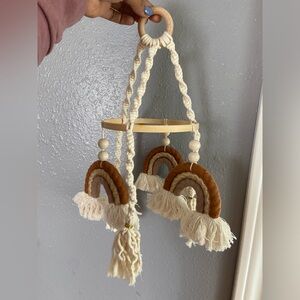 Boho rainbow baby crib mobile